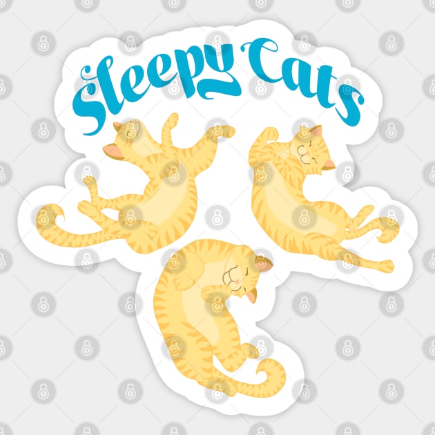 Sleepy Cats in Blue Sticker by Brushes with Nature